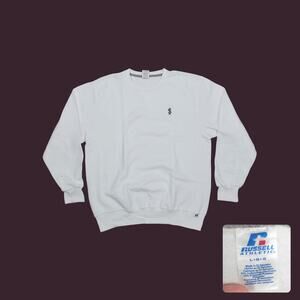 Russell Athletic | Y2K Vintage White Boxy Dollar Sign Sweatshirt Mens XL
